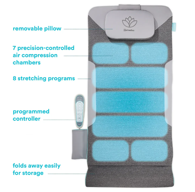 HoMedics 8-Mode Air Compression Back Stretching Massage Mat | Spine Relief Home Pad